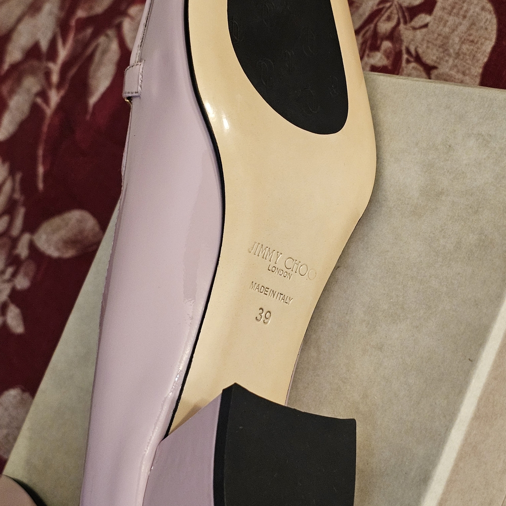 Jimmy Choo Pale Lavender Patent Leather Block Heel Pump